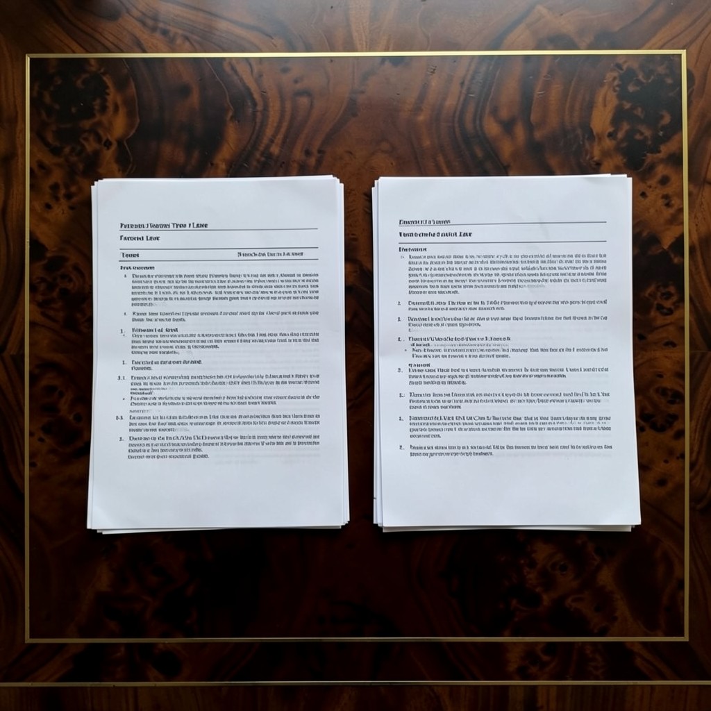 Comparativa de documentos de excedencia forzosa y voluntaria en mesa de trabajo
